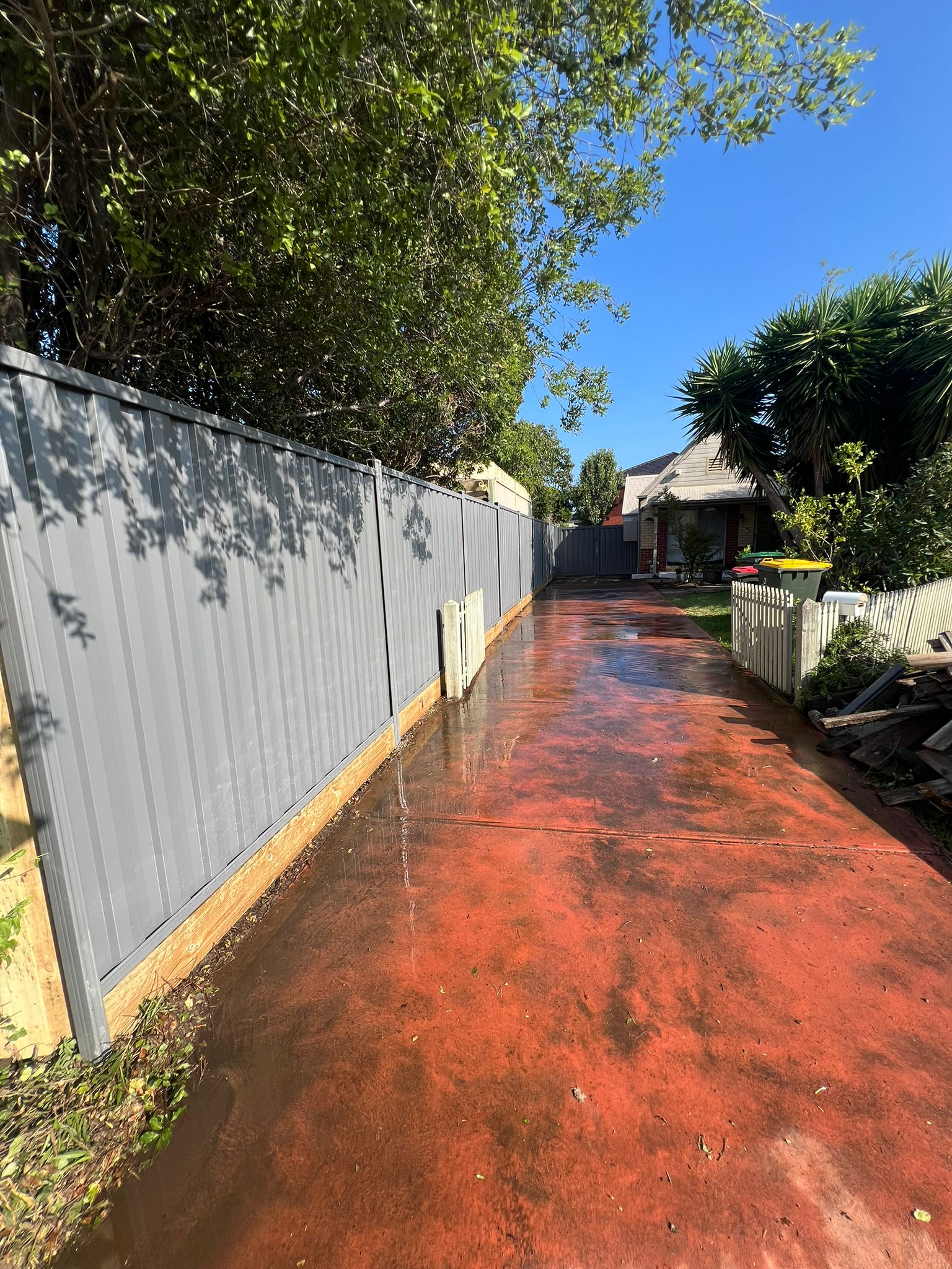 Grey Colorbond boundary wall, Truganina