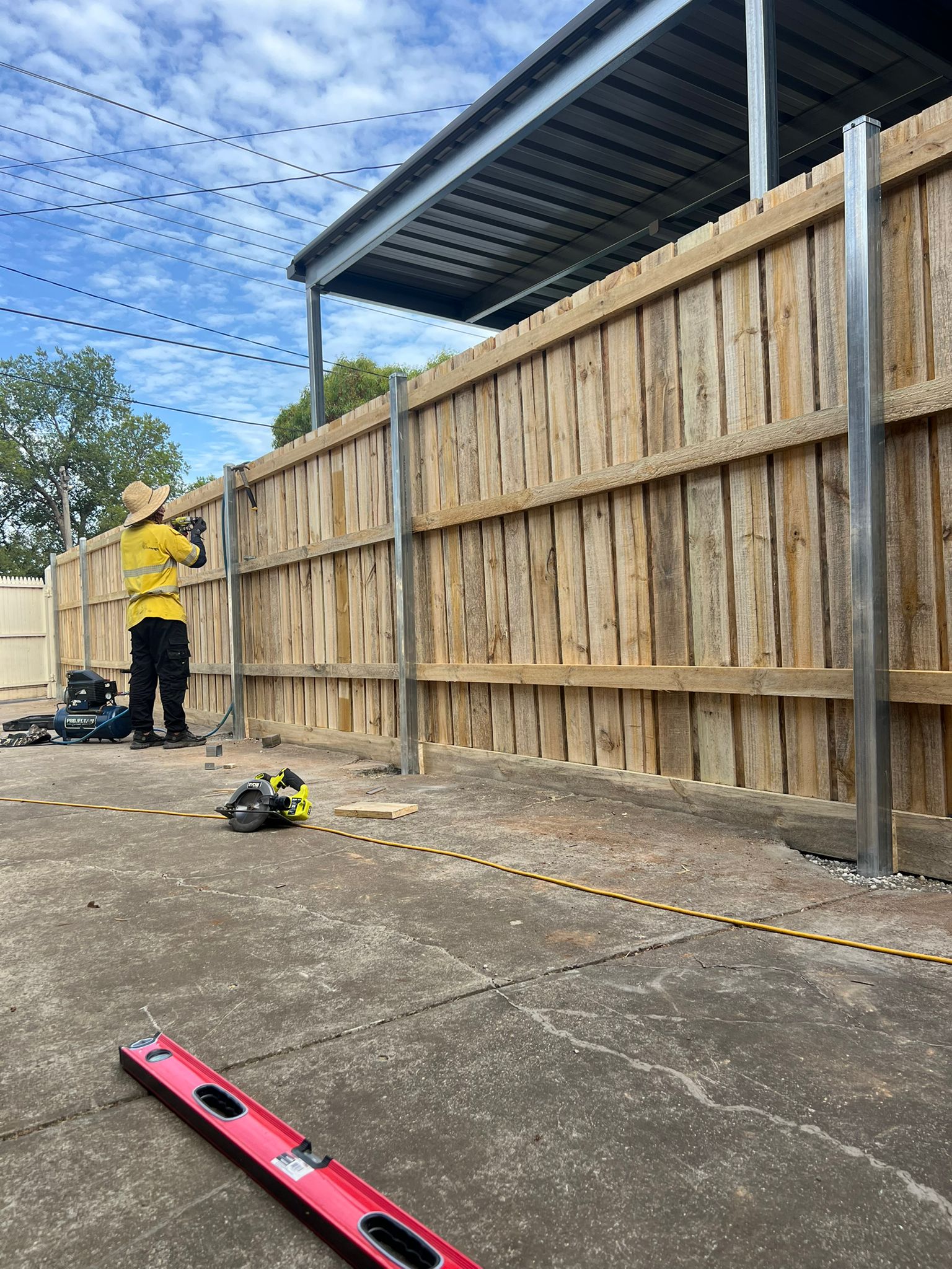 Replacing fence post mid-install, Werribee